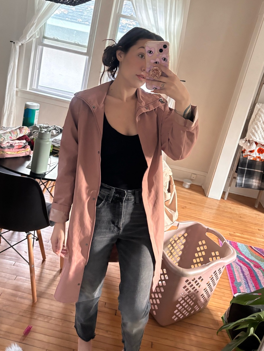 Women's Lightweight Dusty Rose Water Resistant Trench Coat